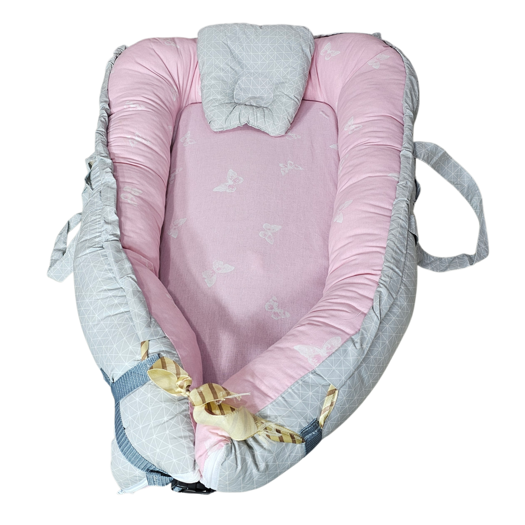 Baby Bedset with Rattles & Head Cushion – Cotton Fabric | Comfortable & Safe