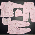 5 Pcs Lucky Star Luxury Baby Dress Set – Imported New Born Baby (Pink Colour)