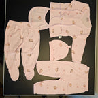 5 Pcs Lucky Star Luxury Baby Dress Set – Imported New Born Baby (Peach Colour)