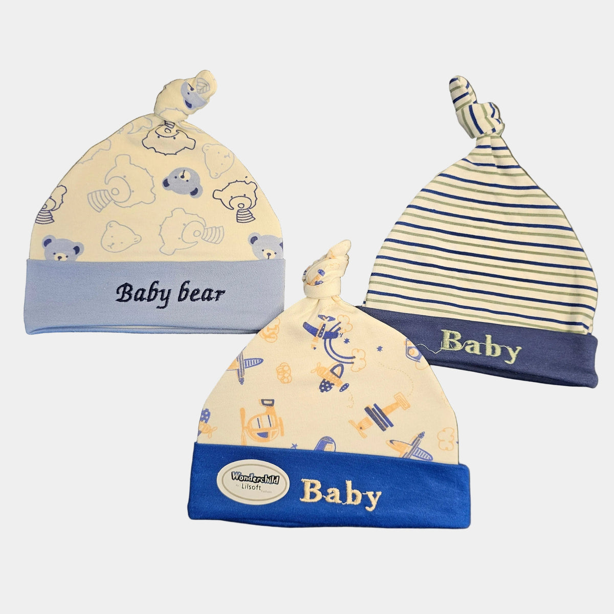 Pack of 3 Baby Caps – Soft Blended Stuff