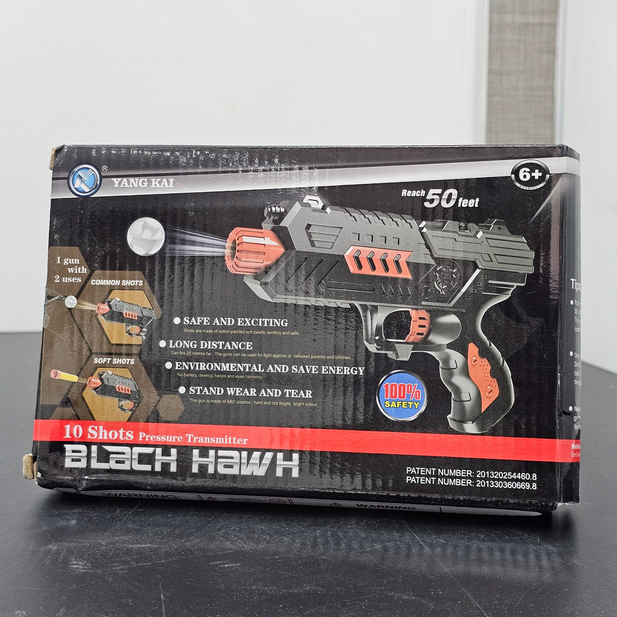 Black Hawk 10-Shot Pressure Transmitter Toy Gun – Dual Function Long-Range Blaster