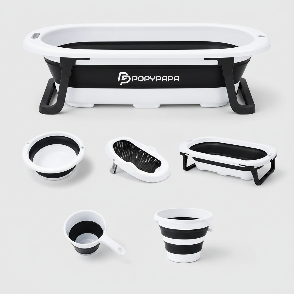 5-in-1 Foldable Baby Bath Set – Smart Temperature Bathtub with Complete Accessories