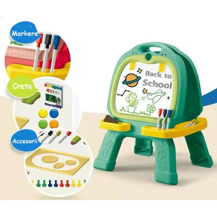 46 Pcs Artist Drawing Board for Kids – Double-Sided Easel with Spirograph & Painting Accessories