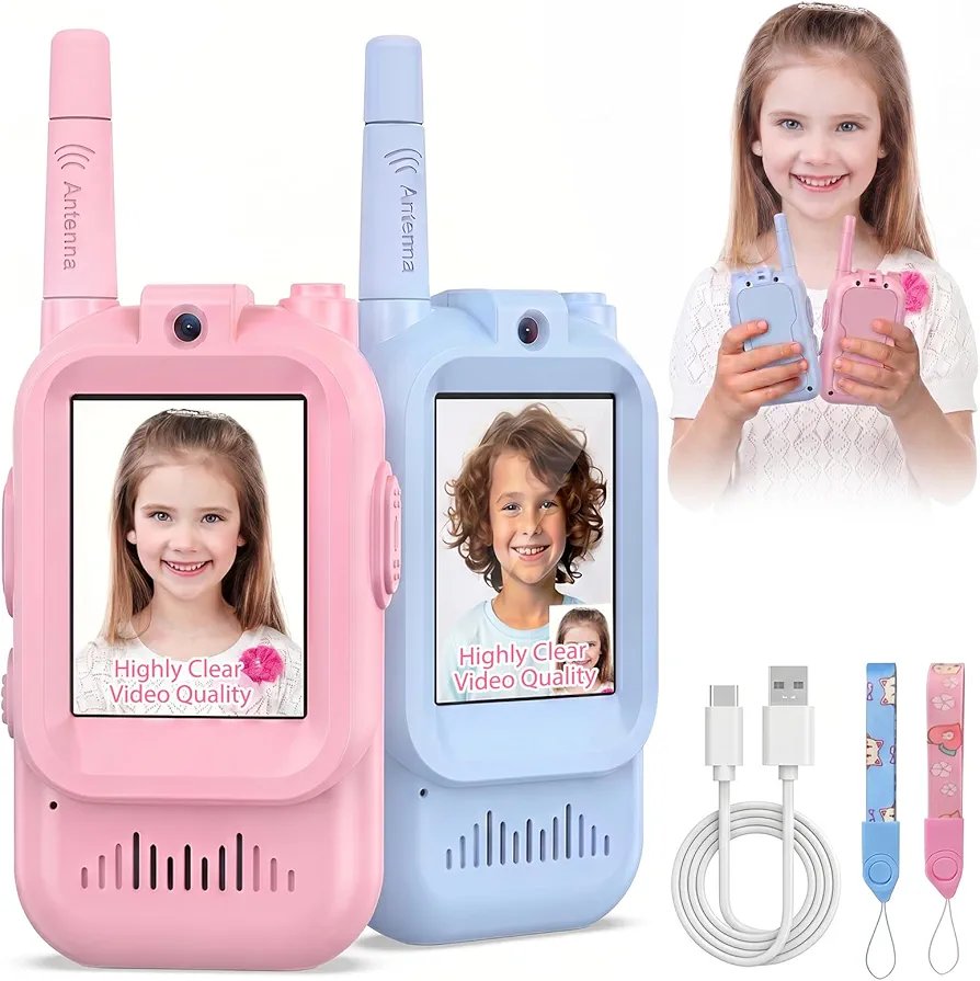 Kids Rechargeable Video Walkie Talkie Toy – Long Range Communication Set